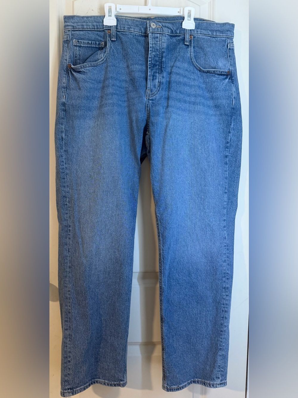 Old Navy Mid-Rise the Slouchy Straight-Leg Jeans in Light Blue sz 14 casual boho